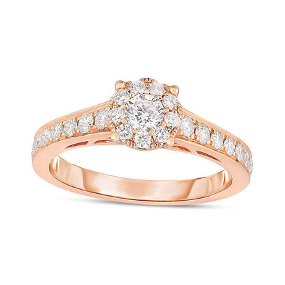 0.63 CT. T.W. Natural Diamond Frame Engagement Ring in Solid 14K Rose Gold