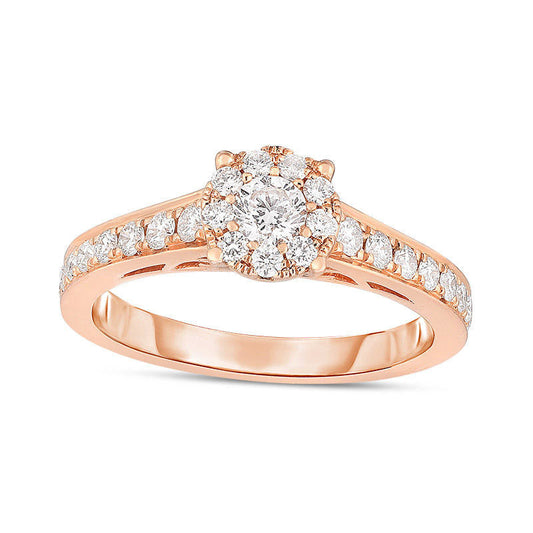 0.63 CT. T.W. Natural Diamond Frame Engagement Ring in Solid 14K Rose Gold
