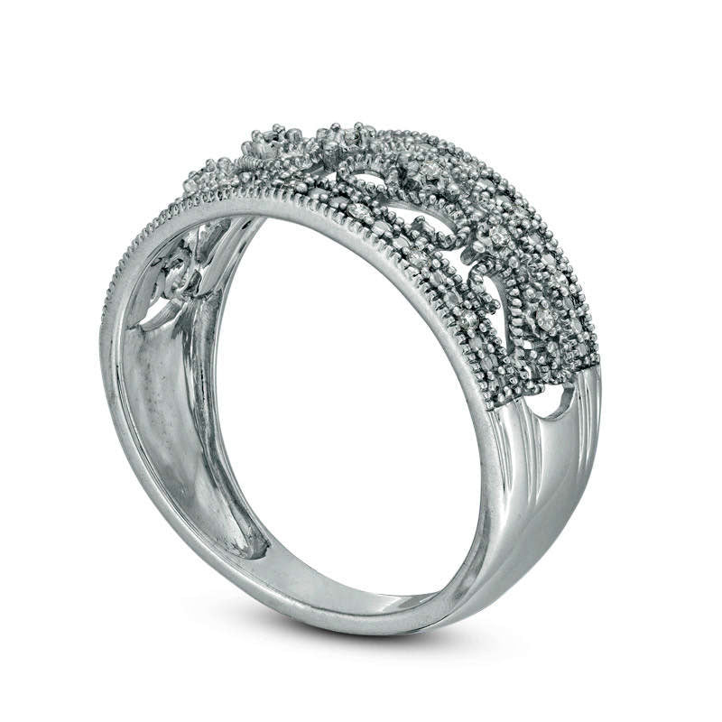 0.10 CT. T.W. Natural Diamond Filigree Antique Vintage-Style Ring in Sterling Silver