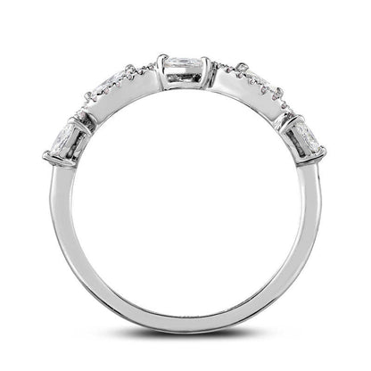 0.33 CT. T.W. Marquise and Round Natural Diamond Wave Vine Stackable Band in Solid 14K White Gold