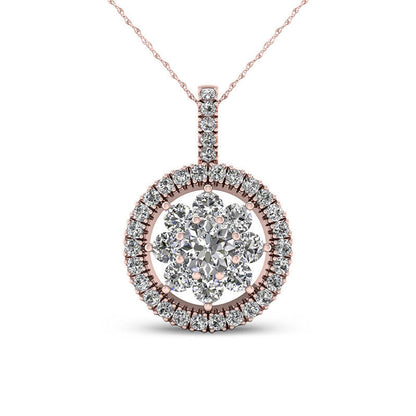 0.38 CT. T.W. Natural Diamond Flower Circle Frame Pendant in 10K Rose Gold