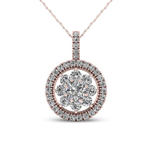 0.38 CT. T.W. Natural Diamond Flower Circle Frame Pendant in 10K Rose Gold