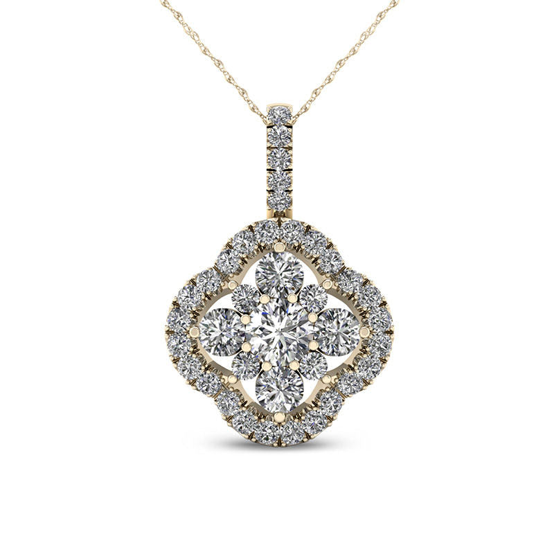 0.38 CT. T.W. Natural Diamond Clover Frame Pendant in 10K Yellow Gold