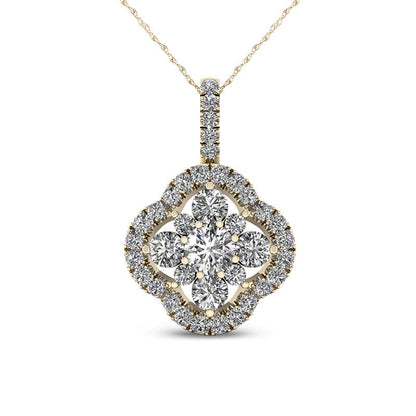 0.38 CT. T.W. Natural Diamond Clover Frame Pendant in 10K Yellow Gold