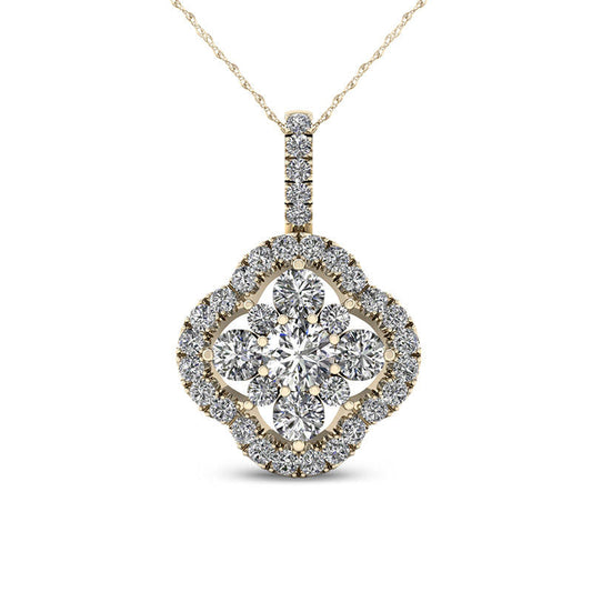 0.38 CT. T.W. Natural Diamond Clover Frame Pendant in 10K Yellow Gold