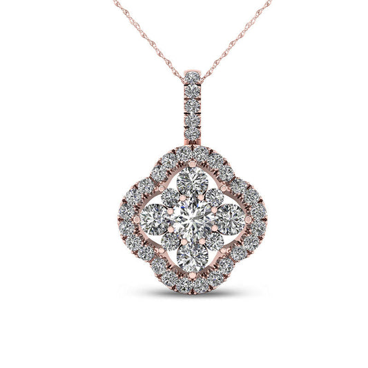 0.38 CT. T.W. Natural Diamond Clover Frame Pendant in 10K Rose Gold