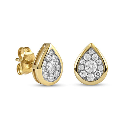 0.5 CT. T.W. Diamond Teardrop Frame Stud Earrings in 10K Gold