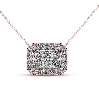 0.25 CT. T.W. Composite Natural Diamond Octagon Frame Necklace in 10K Rose Gold