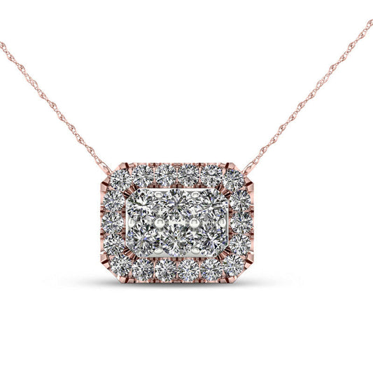 0.25 CT. T.W. Composite Natural Diamond Octagon Frame Necklace in 10K Rose Gold