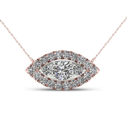 0.25 CT. T.W. Composite Natural Diamond Marquise Frame Necklace in 10K Rose Gold