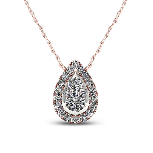 0.25 CT. T.W. Composite Natural Diamond Teardrop Frame Necklace in 10K Rose Gold
