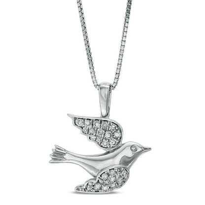 0.17 CT. T.W. Natural Diamond Dove Pendant in Sterling Silver