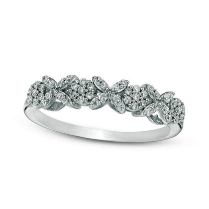 0.33 CT. T.W. Natural Diamond XO" Band in Solid 10K White Gold - Size 7"