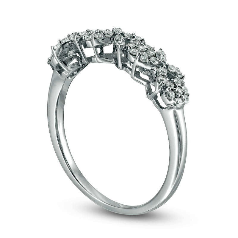 0.33 CT. T.W. Natural Diamond XO" Band in Solid 10K White Gold - Size 7"