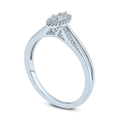 0.10 CT. T.W. Composite Natural Diamond Marquise Frame Promise Ring in Solid 10K White Gold
