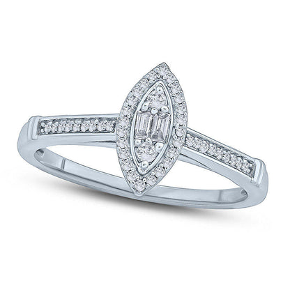 0.17 CT. T.W. Composite Natural Diamond Marquise Frame Promise Ring in Solid 10K White Gold