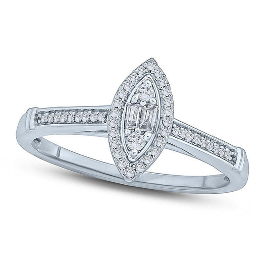 0.17 CT. T.W. Composite Natural Diamond Marquise Frame Promise Ring in Solid 10K White Gold