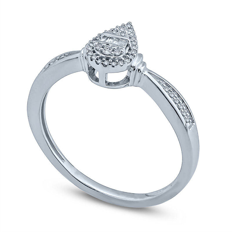 0.10 CT. T.W. Composite Natural Diamond Pear-Shaped Frame Collar Promise Ring in Solid 10K White Gold