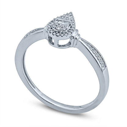 0.10 CT. T.W. Composite Natural Diamond Pear-Shaped Frame Collar Promise Ring in Solid 10K White Gold