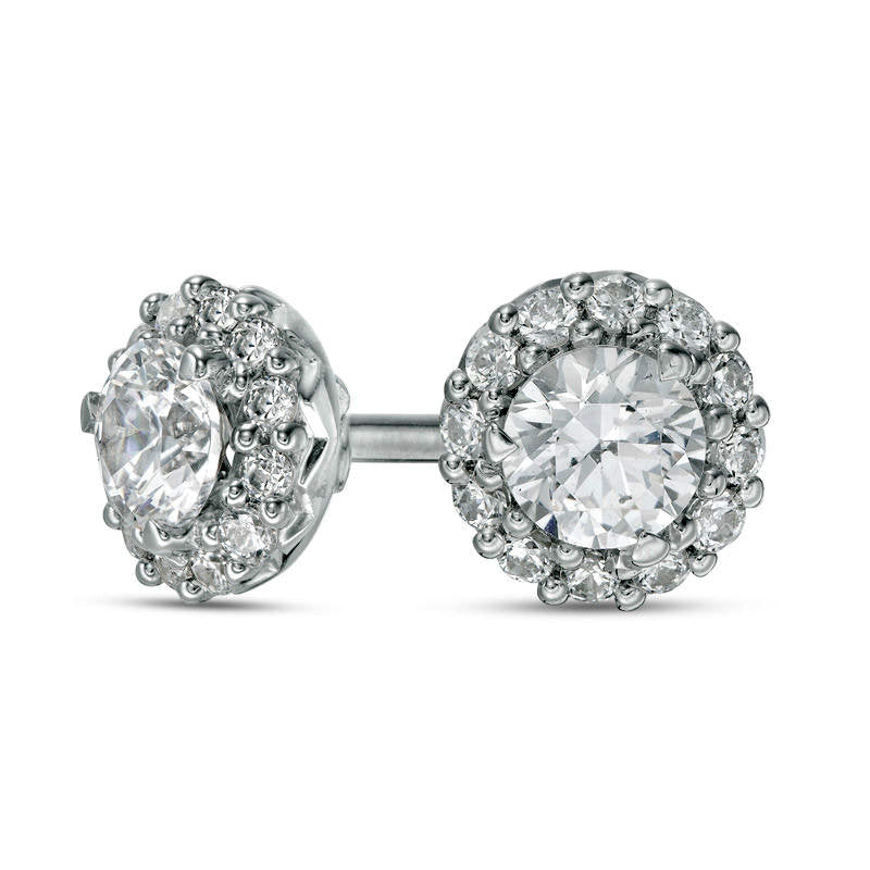 0.5 CT. T.W. Diamond Frame Stud Earrings in 10K White Gold