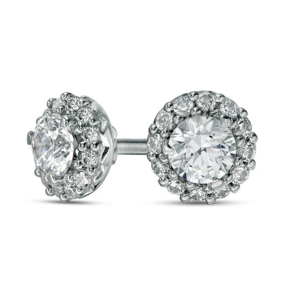 0.5 CT. T.W. Diamond Frame Stud Earrings in 10K White Gold
