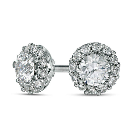 0.5 CT. T.W. Diamond Frame Stud Earrings in 10K White Gold