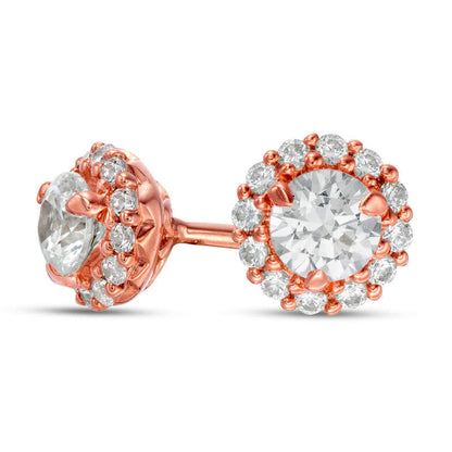 0.5 CT. T.W. Diamond Frame Stud Earrings in 10K Rose Gold