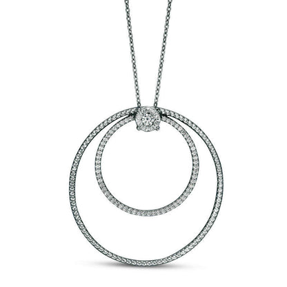 0.38 CT. T.W. Natural Diamond Double Open Circle Pendant in 10K White Gold