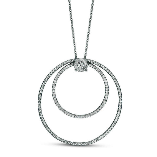 0.38 CT. T.W. Natural Diamond Double Open Circle Pendant in 10K White Gold