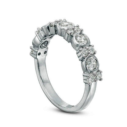 0.75 CT. T.W. Natural Diamond Alternating Anniversary Band in Solid 10K White Gold