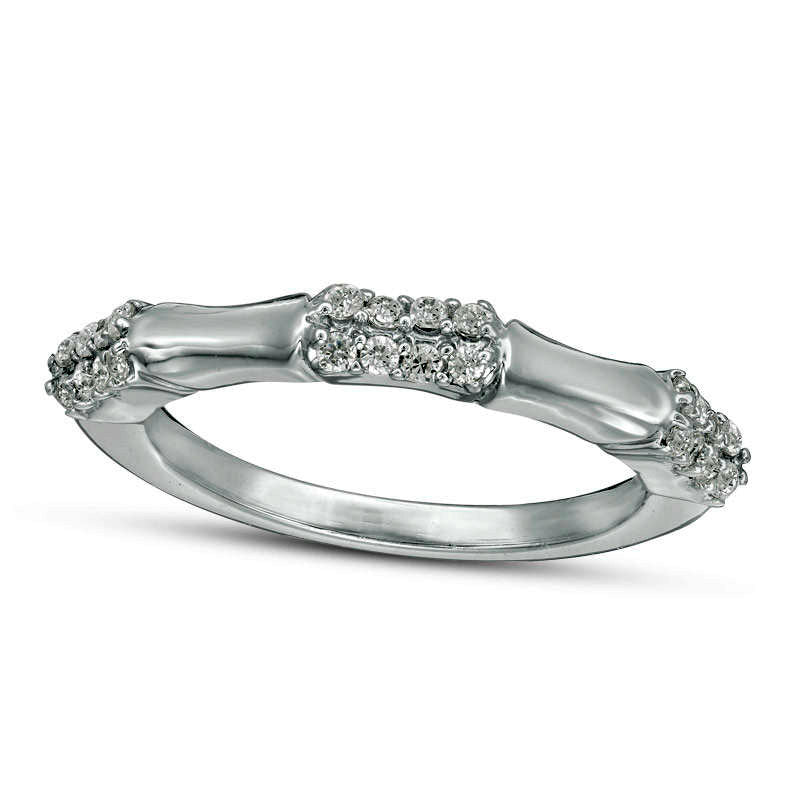 0.25 CT. T.W. Natural Diamond Station Bamboo Band in Solid 10K White Gold