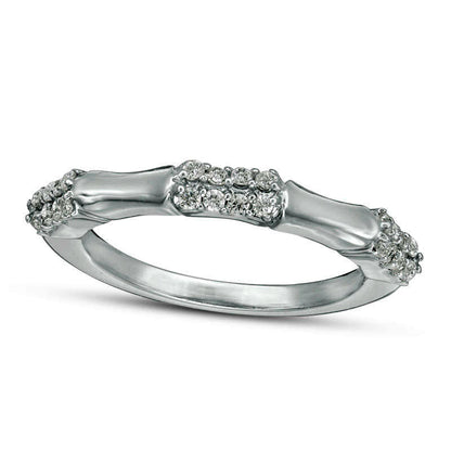 0.25 CT. T.W. Natural Diamond Station Bamboo Band in Solid 10K White Gold