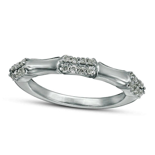 0.25 CT. T.W. Natural Diamond Station Bamboo Band in Solid 10K White Gold