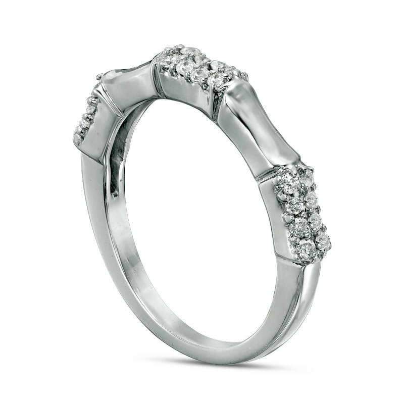 0.25 CT. T.W. Natural Diamond Station Bamboo Band in Solid 10K White Gold