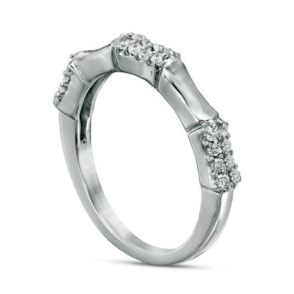 0.25 CT. T.W. Natural Diamond Station Bamboo Band in Solid 10K White Gold
