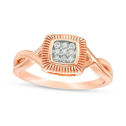 0.07 CT. T.W. Composite Natural Diamond Square Twist Promise Ring in Solid 10K Rose Gold