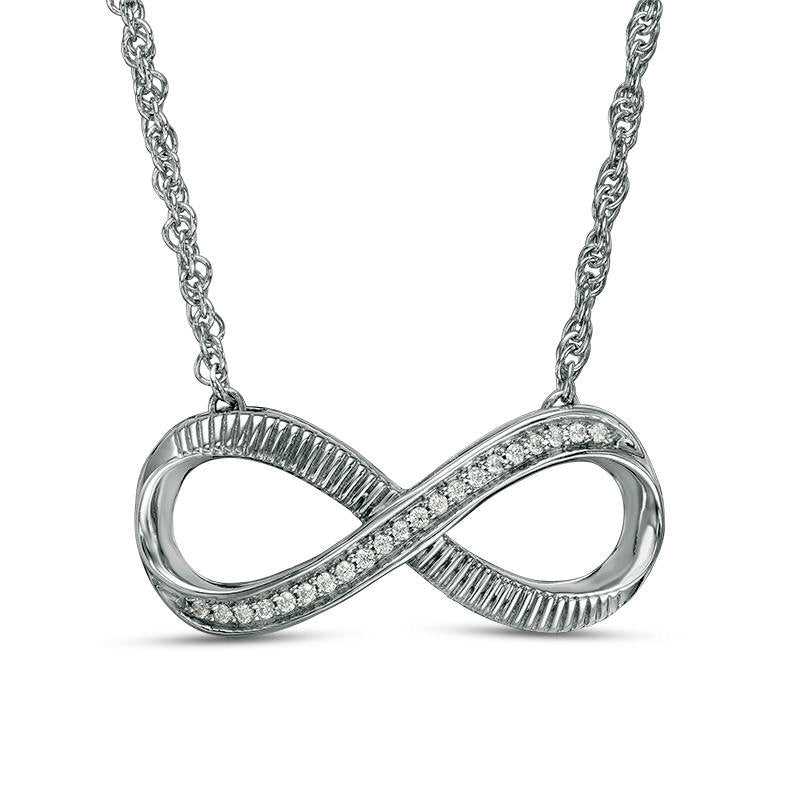 0.05 CT. T.W. Natural Diamond Sideways Infinity Necklace in Sterling Silver - 17.5