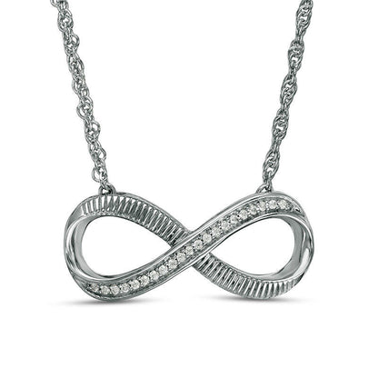 0.05 CT. T.W. Natural Diamond Sideways Infinity Necklace in Sterling Silver - 17.5