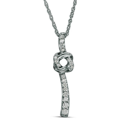 0.17 CT. T.W. Natural Diamond Love Knot Pendant in Sterling Silver
