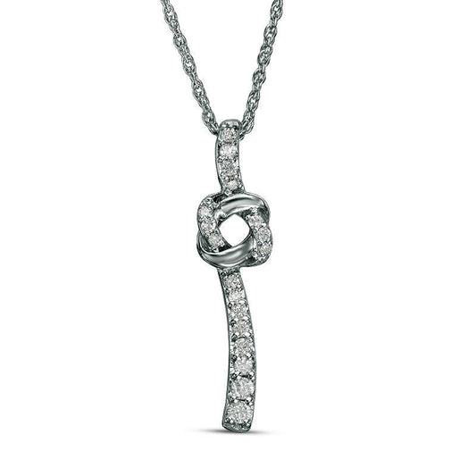 0.17 CT. T.W. Natural Diamond Love Knot Pendant in Sterling Silver