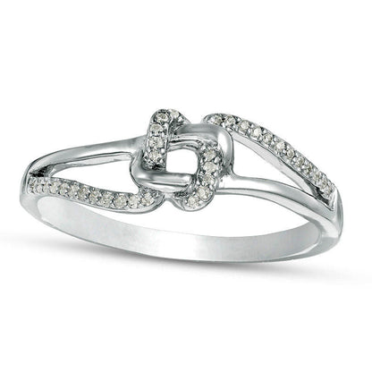 0.10 CT. T.W. Natural Diamond Love Knot Ring in Sterling Silver