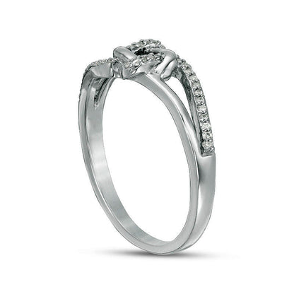 0.10 CT. T.W. Natural Diamond Love Knot Ring in Sterling Silver
