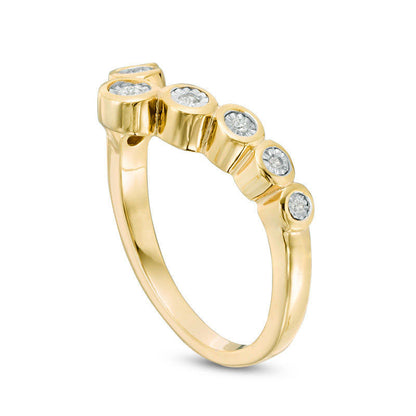 0.13 CT. T.W. Natural Diamond Chevron Ring in Solid 10K Yellow Gold