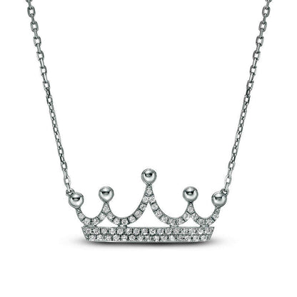 0.2 CT. T.W. Natural Diamond Crown Necklace in 10K White Gold