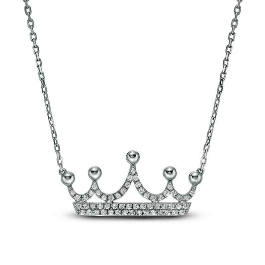 0.2 CT. T.W. Natural Diamond Crown Necklace in 10K White Gold