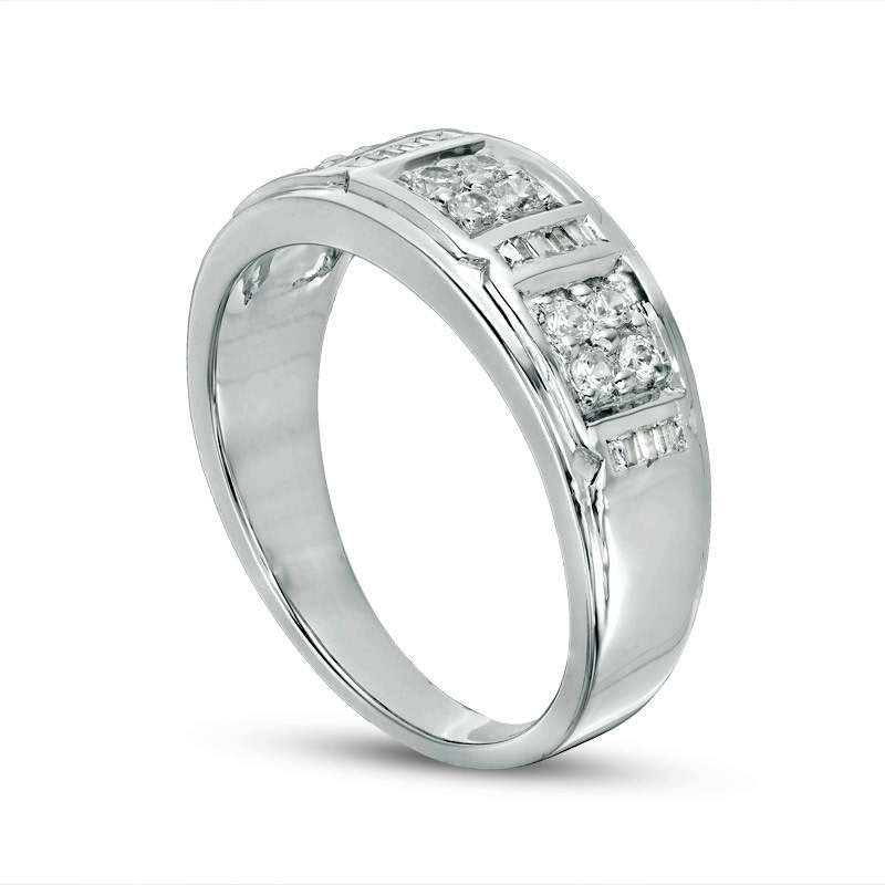 Men's 0.38 CT. T.W. Composite Natural Diamond Three Stone Band in Solid 10K White Gold
