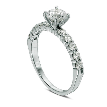 1.0 CT. T.W. Natural Diamond Engagement Ring in Solid 14K White Gold