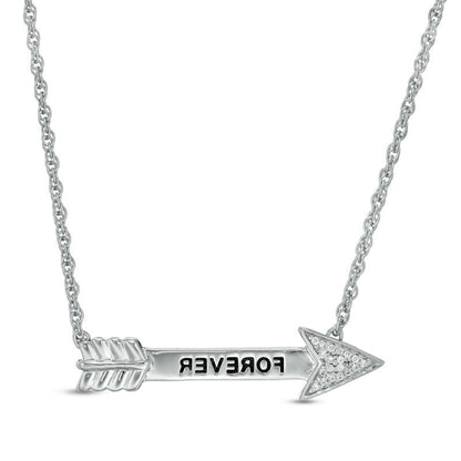 Natural Diamond Accent FOREVER" Arrow Necklace in Sterling Silver - 17""