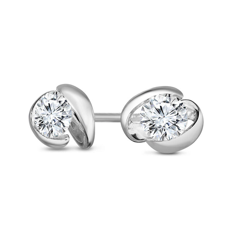 0.5 CT. T.W. Diamond Solitaire Ribbon Stud Earrings in 14K White Gold