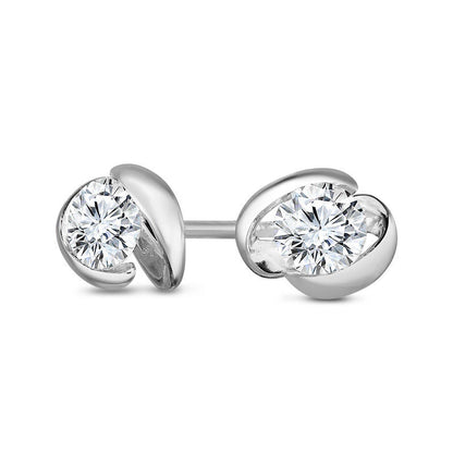 0.5 CT. T.W. Diamond Solitaire Ribbon Stud Earrings in 14K White Gold